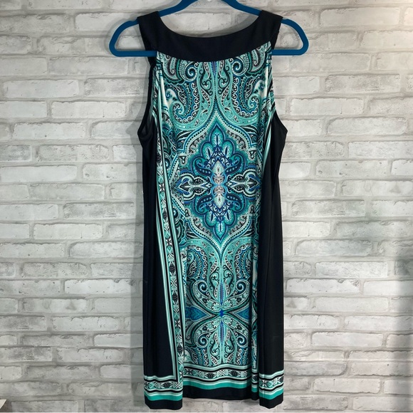 Dress Barn Green & Black Sleeveless Midi Dress Size Petite 14 - Picture 3 of 10